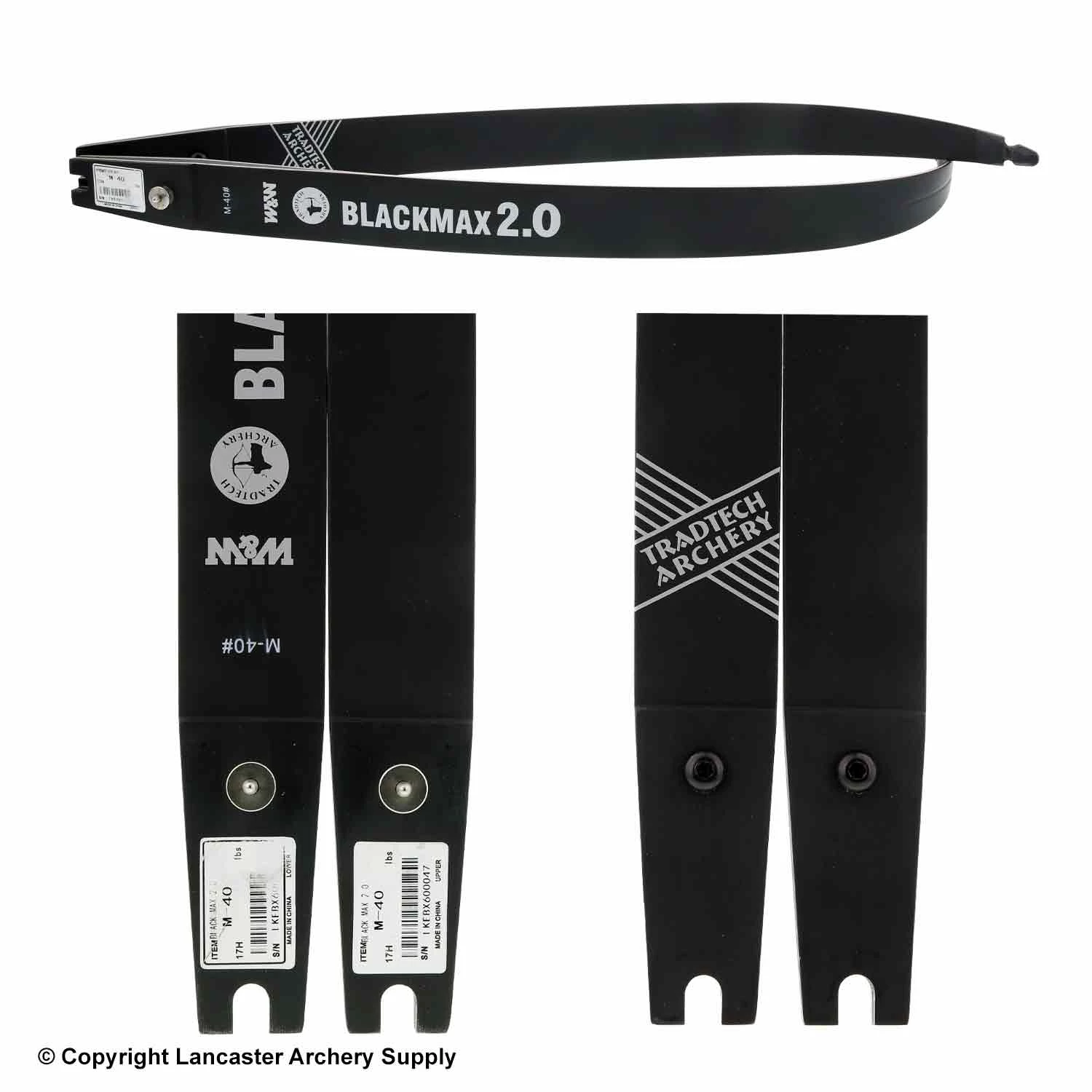 TradTech Archery TradTech Black Max 2.0 Glass/Wood Recurve Limbs (Open Box X1030478) - Image 2