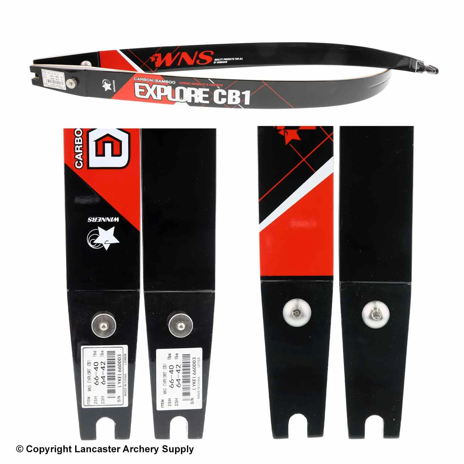 WNS Archery WNS Explore CB1 Carbon / Bamboo Recurve Limbs (Open Box X1031036) - Image 2