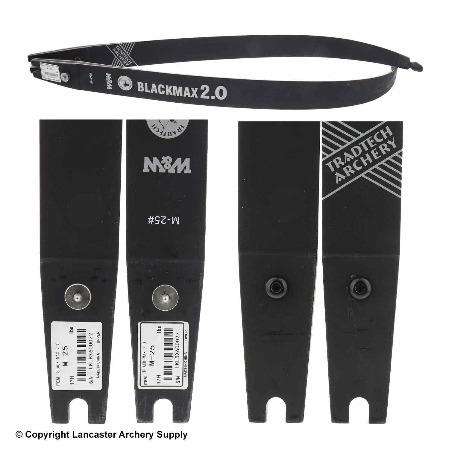 TradTech Archery TradTech Black Max 2.0 Glass/Wood Recurve Limbs (Open Box X1031262) - Image 2