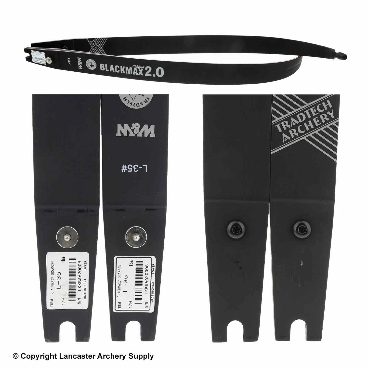 TradTech Archery TradTech Black Max 2.0 Carbon/Wood Recurve Limbs (Open Box X1031579) - Image 2