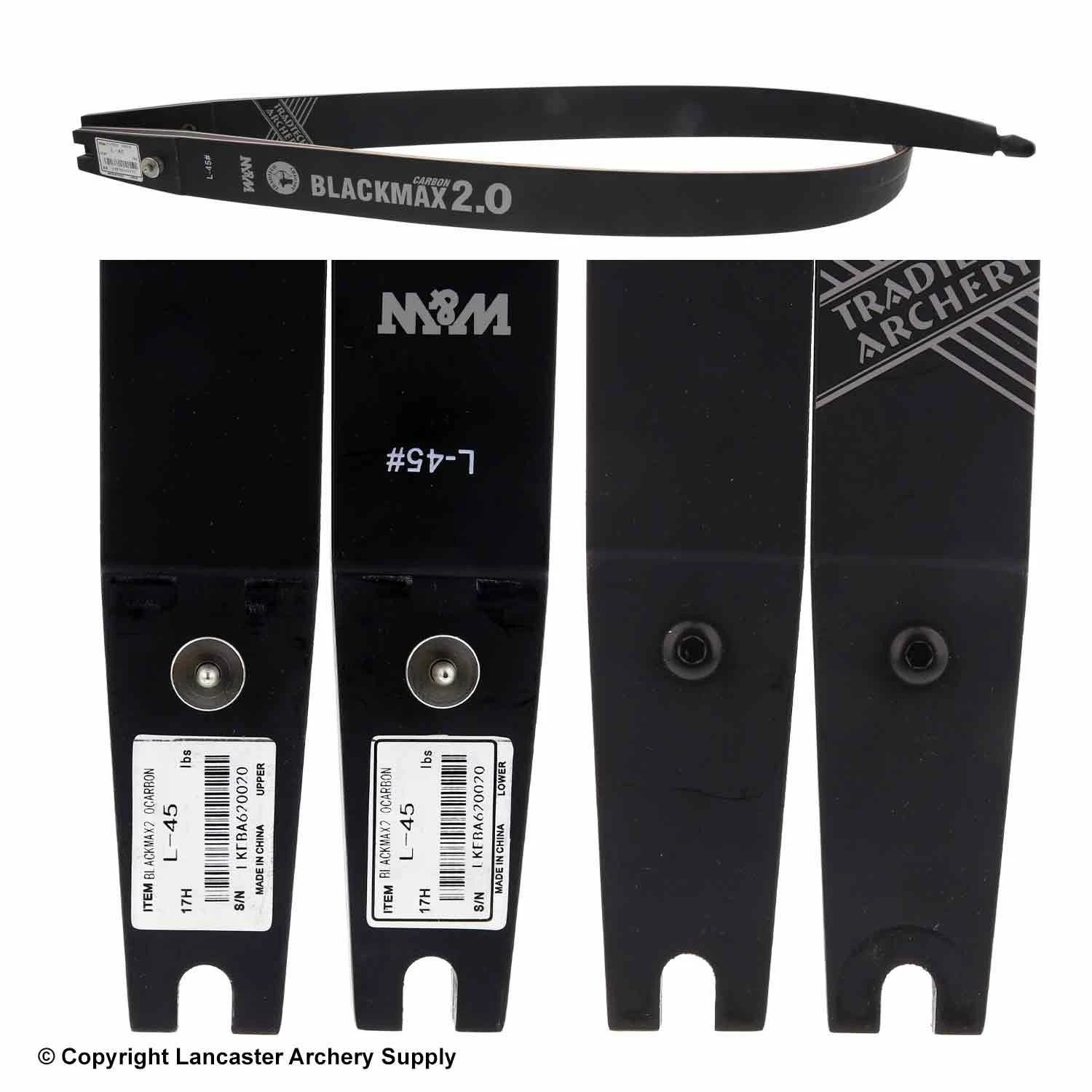 TradTech Archery TradTech Black Max 2.0 Carbon/Wood Recurve Limbs (Open Box X1032001) - Image 2