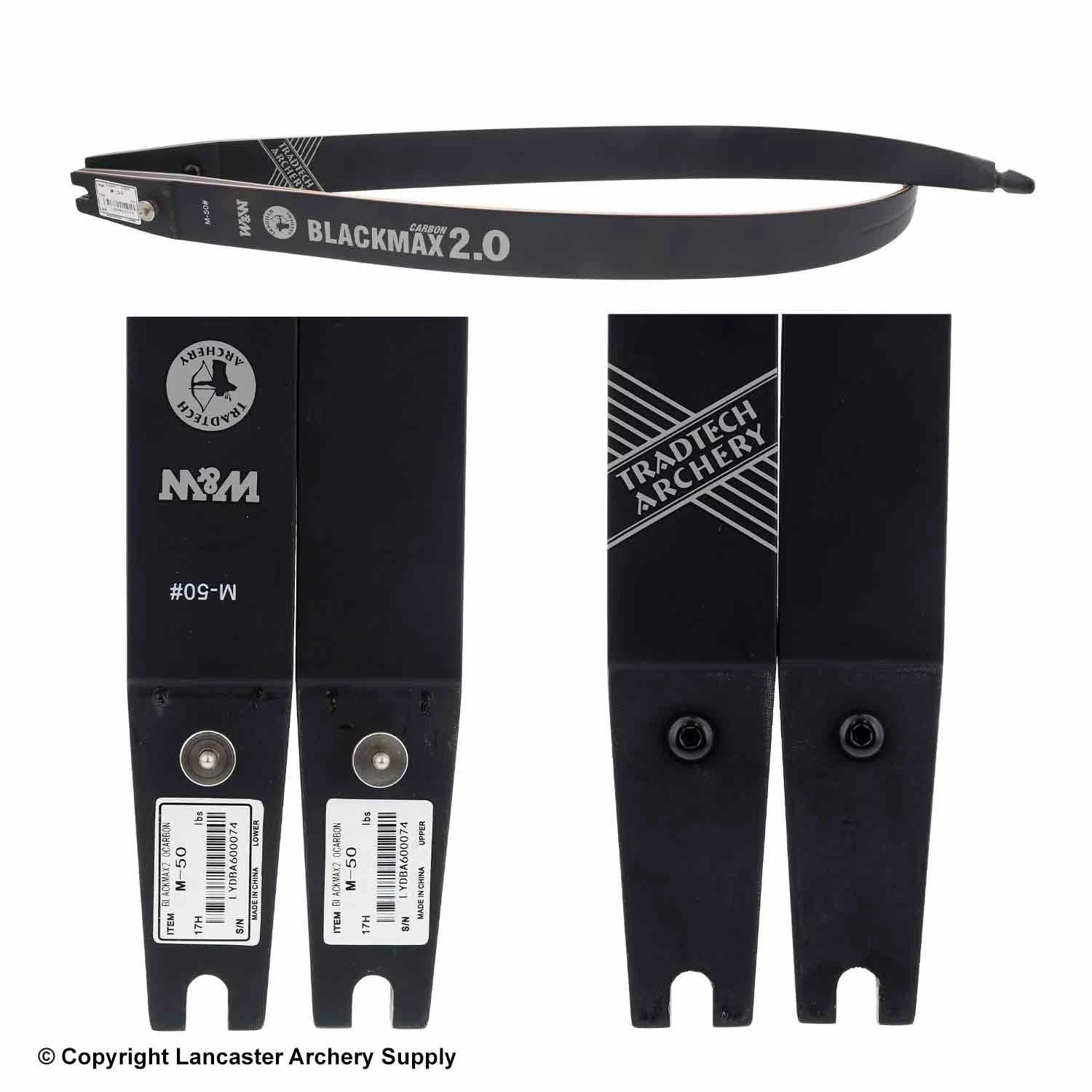 TradTech Archery TradTech Black Max 2.0 Carbon/Wood Recurve Limbs (Open Box X1033100) - Image 2